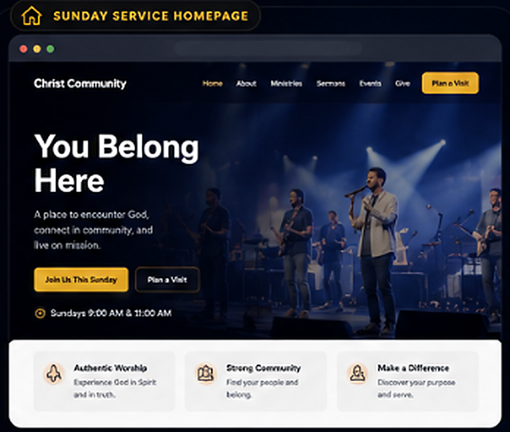 Sunday Service Homepage preview